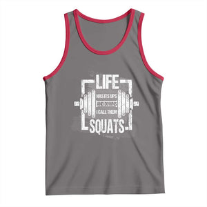 Gymer Tank Top Life Has Its Ups And Downs I Call Them Squats TS09 Deep Heather Red Print Your Wear