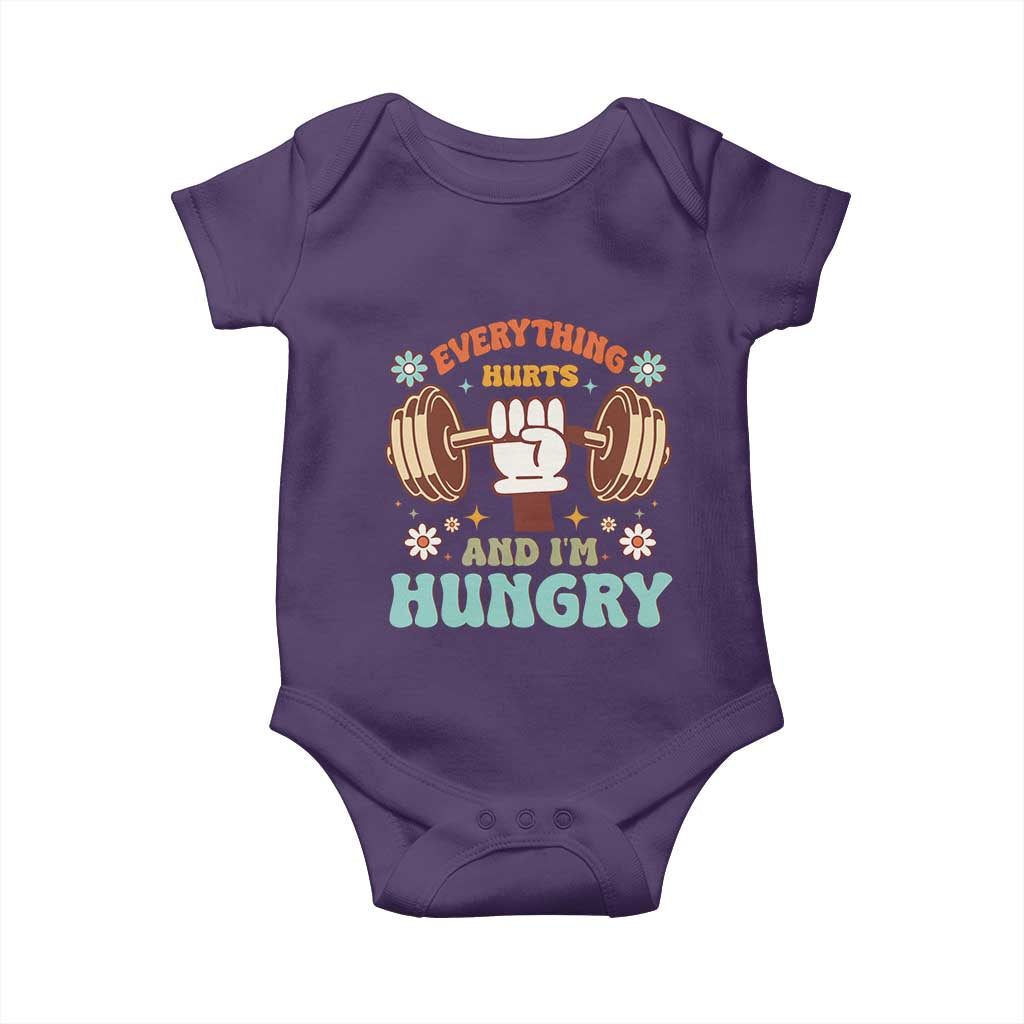 Gymer Baby Onesie Everything Hurts And I'm Hungry TS09 Purple Print Your Wear