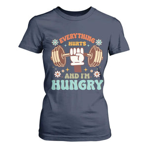 Gymer T Shirt For Women Everything Hurts And I'm Hungry TS09 Navy Print Your Wear