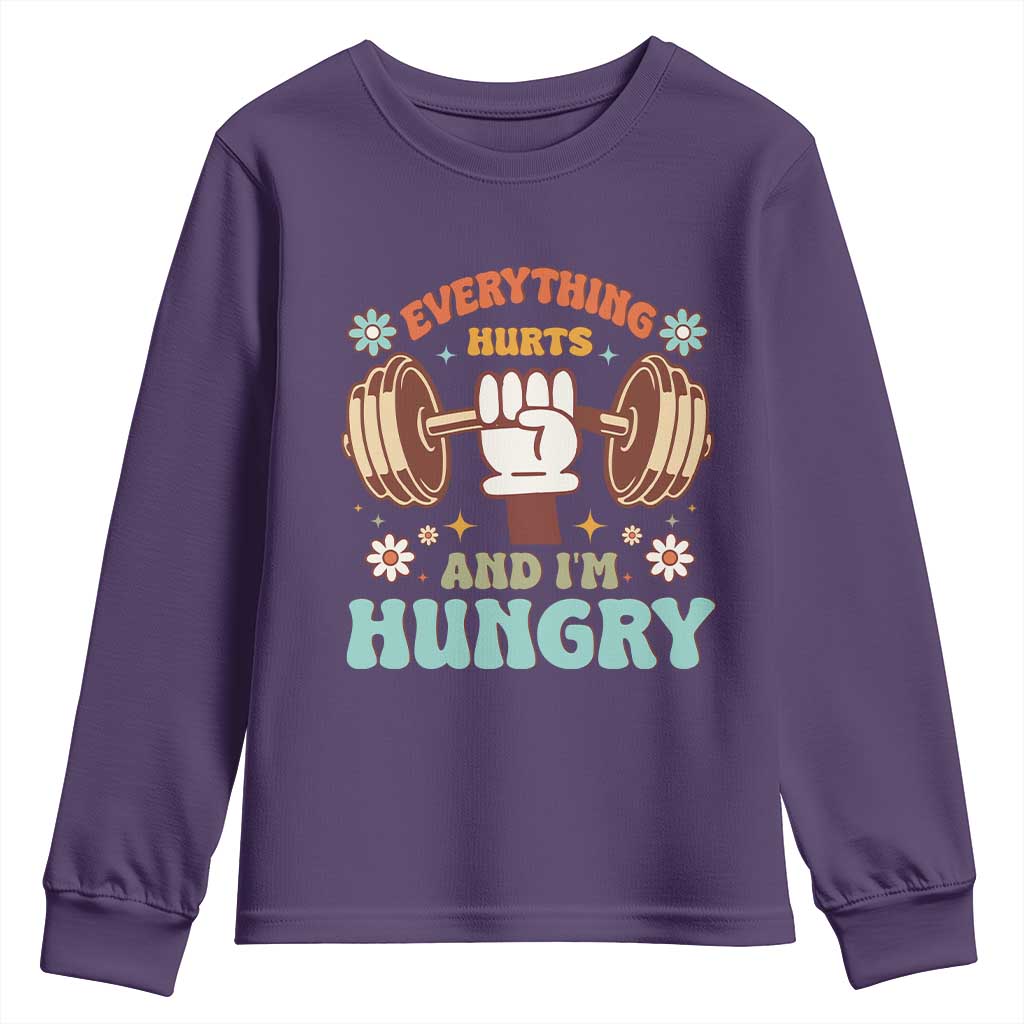 Gymer Youth Sweatshirt Everything Hurts And I'm Hungry TS09 Purple Print Your Wear