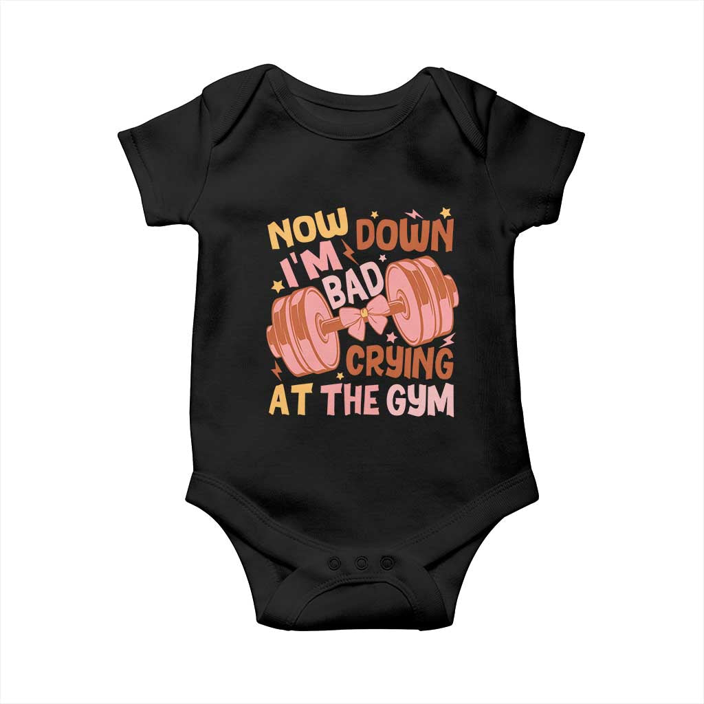Gymer Baby Onesie Down Bad Crying At The Gym Groovy Bow Coquette TS09 Black Print Your Wear