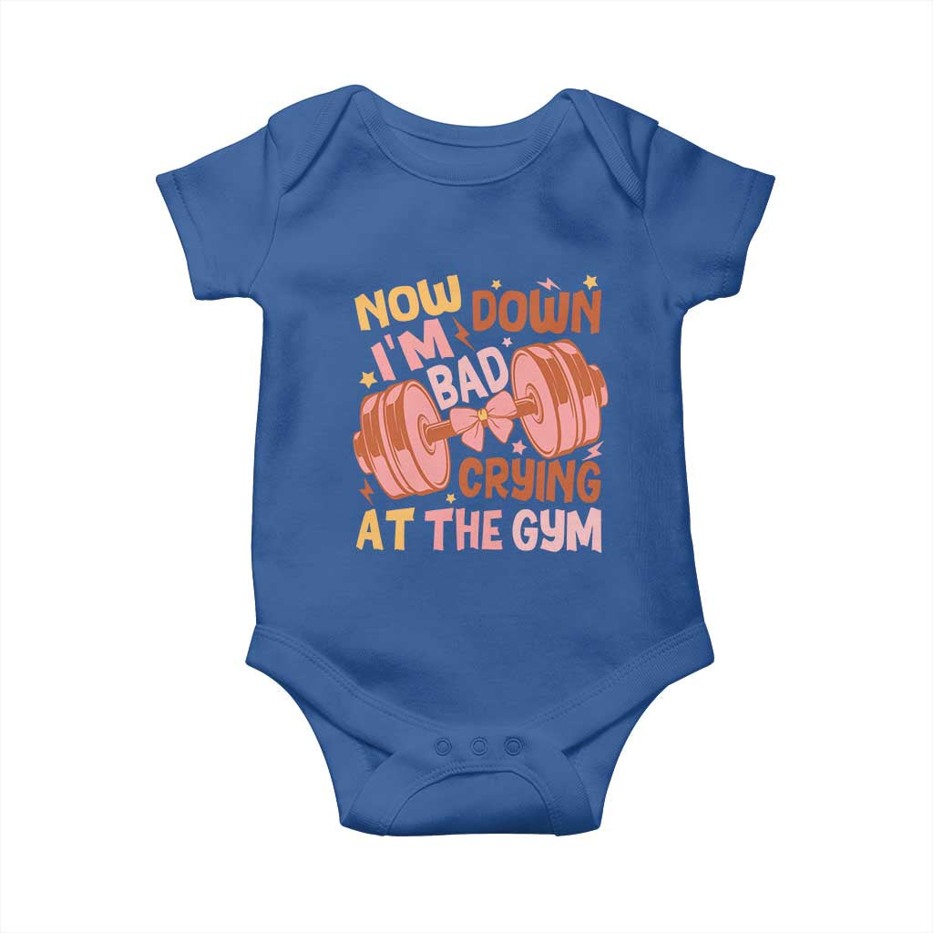 Gymer Baby Onesie Down Bad Crying At The Gym Groovy Bow Coquette TS09 Royal Blue Print Your Wear