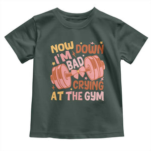 Gymer Baby Shirt Down Bad Crying At The Gym Groovy Bow Coquette TS09 Dark Forest Green Print Your Wear