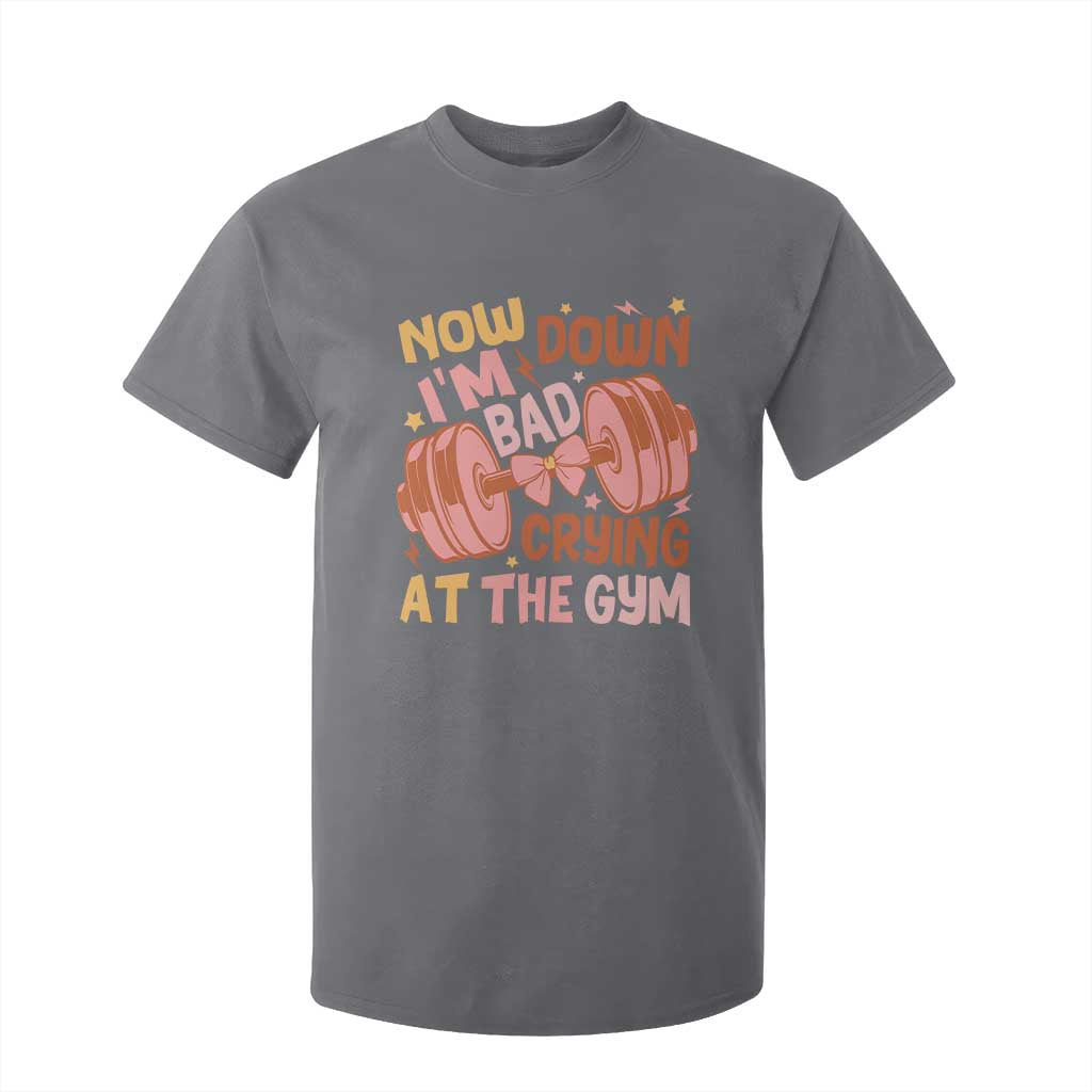 Gymer T Shirt For Kid Down Bad Crying At The Gym Groovy Bow Coquette TS09 Charcoal Print Your Wear