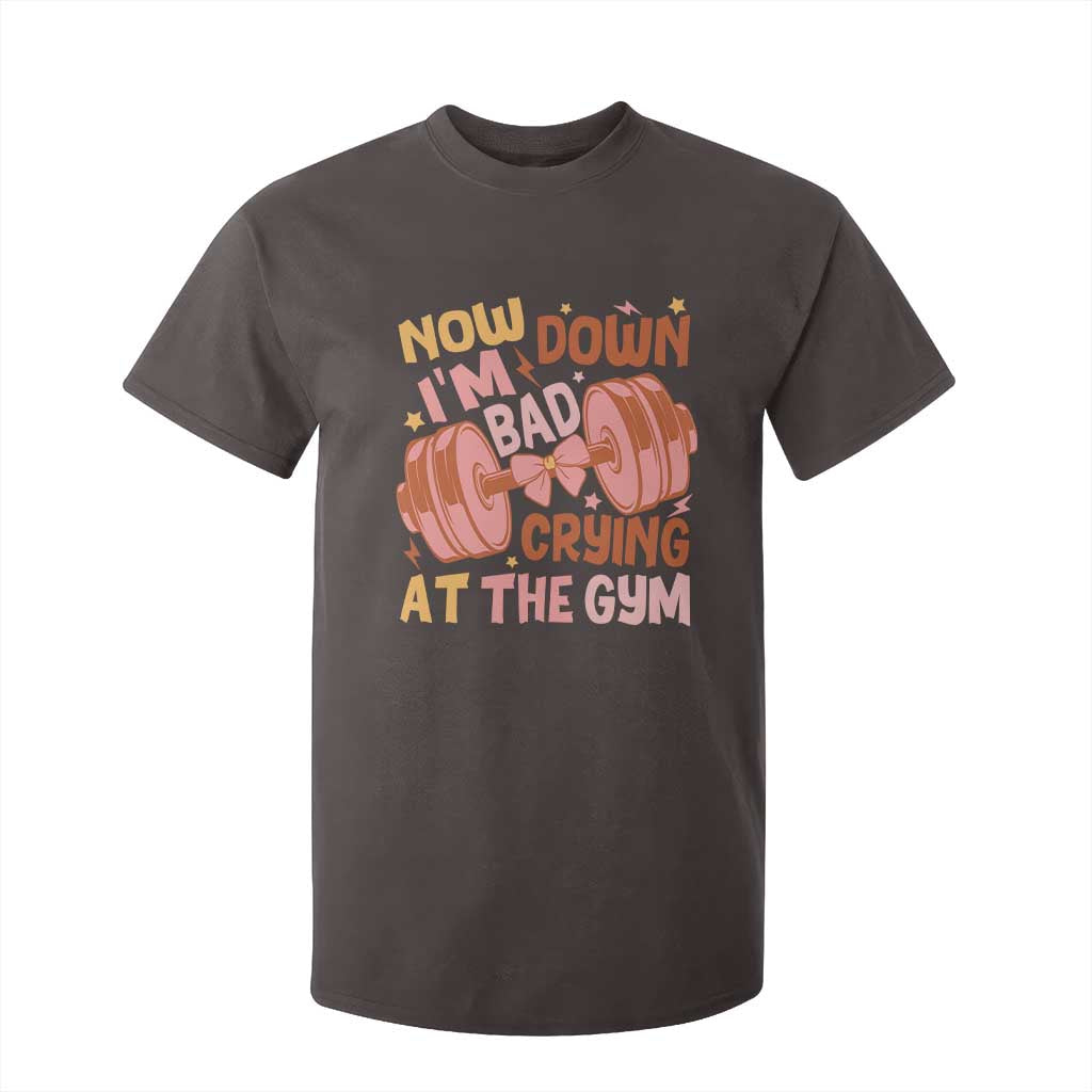 Gymer T Shirt For Kid Down Bad Crying At The Gym Groovy Bow Coquette TS09 Dark Chocolate Print Your Wear