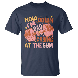 Gymer T Shirt Down Bad Crying At The Gym Groovy Bow Coquette TS09 Navy Print Your Wear