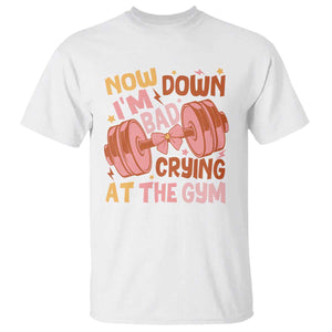Gymer T Shirt Down Bad Crying At The Gym Groovy Bow Coquette TS09 White Print Your Wear