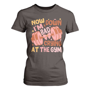 Gymer T Shirt For Women Down Bad Crying At The Gym Groovy Bow Coquette TS09 Dark Chocolate Print Your Wear