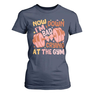 Gymer T Shirt For Women Down Bad Crying At The Gym Groovy Bow Coquette TS09 Navy Print Your Wear