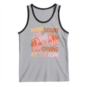 Gymer Tank Top Down Bad Crying At The Gym Groovy Bow Coquette TS09 Athletic Heather Black Print Your Wear