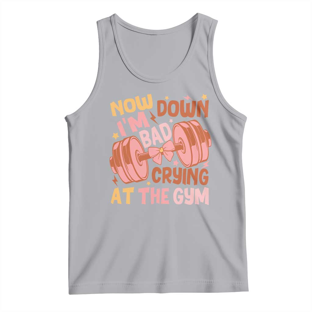 Gymer Tank Top Down Bad Crying At The Gym Groovy Bow Coquette TS09 Athletic Heather Print Your Wear