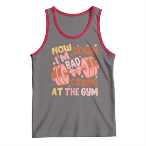 Gymer Tank Top Down Bad Crying At The Gym Groovy Bow Coquette TS09 Deep Heather Red Print Your Wear