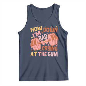 Gymer Tank Top Down Bad Crying At The Gym Groovy Bow Coquette TS09 Navy Print Your Wear