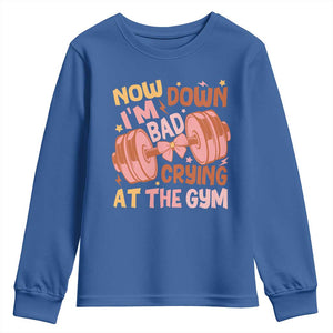 Gymer Youth Sweatshirt Down Bad Crying At The Gym Groovy Bow Coquette TS09 Royal Blue Print Your Wear