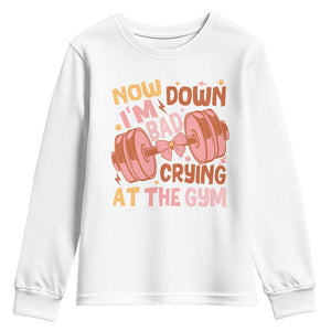 Gymer Youth Sweatshirt Down Bad Crying At The Gym Groovy Bow Coquette TS09 White Print Your Wear
