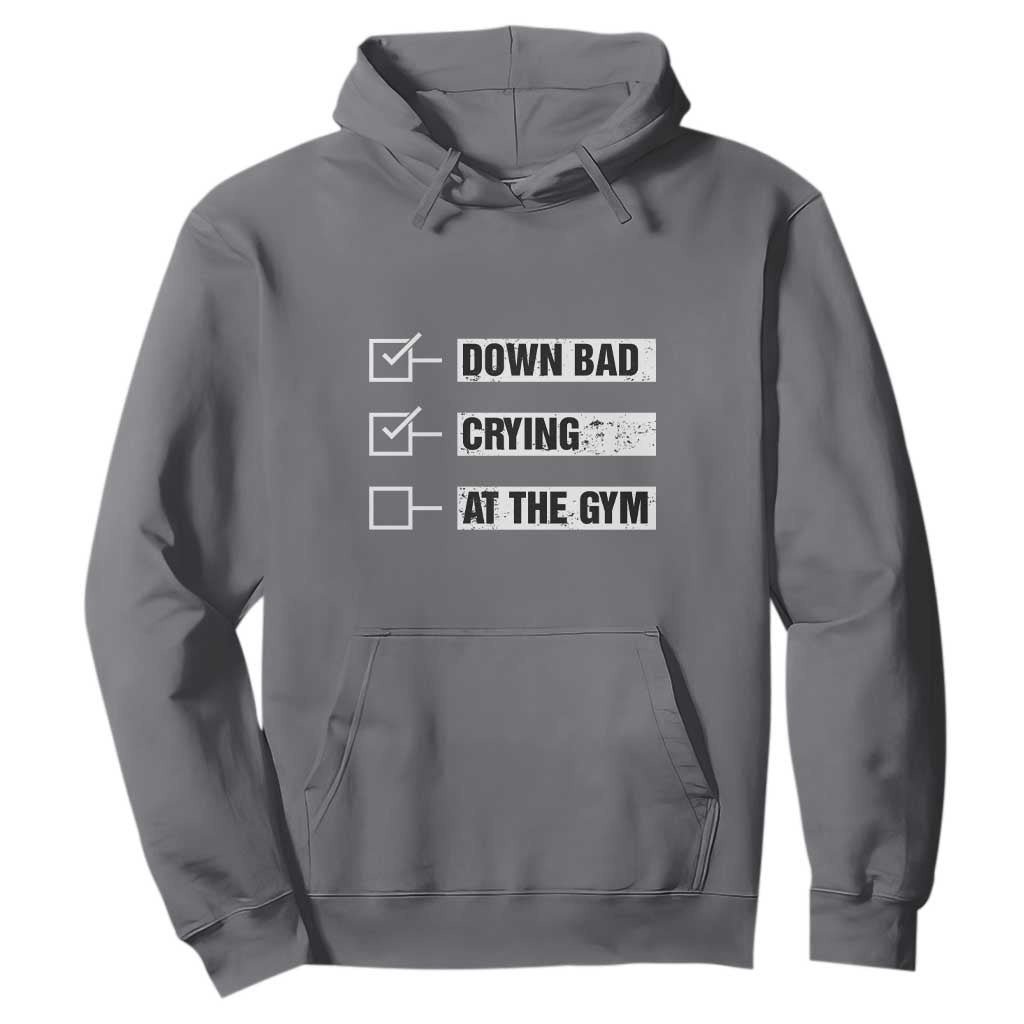 Funny Gymer Hoodie Down Bad Crying at the Gym TS09 Charcoal Print Your Wear
