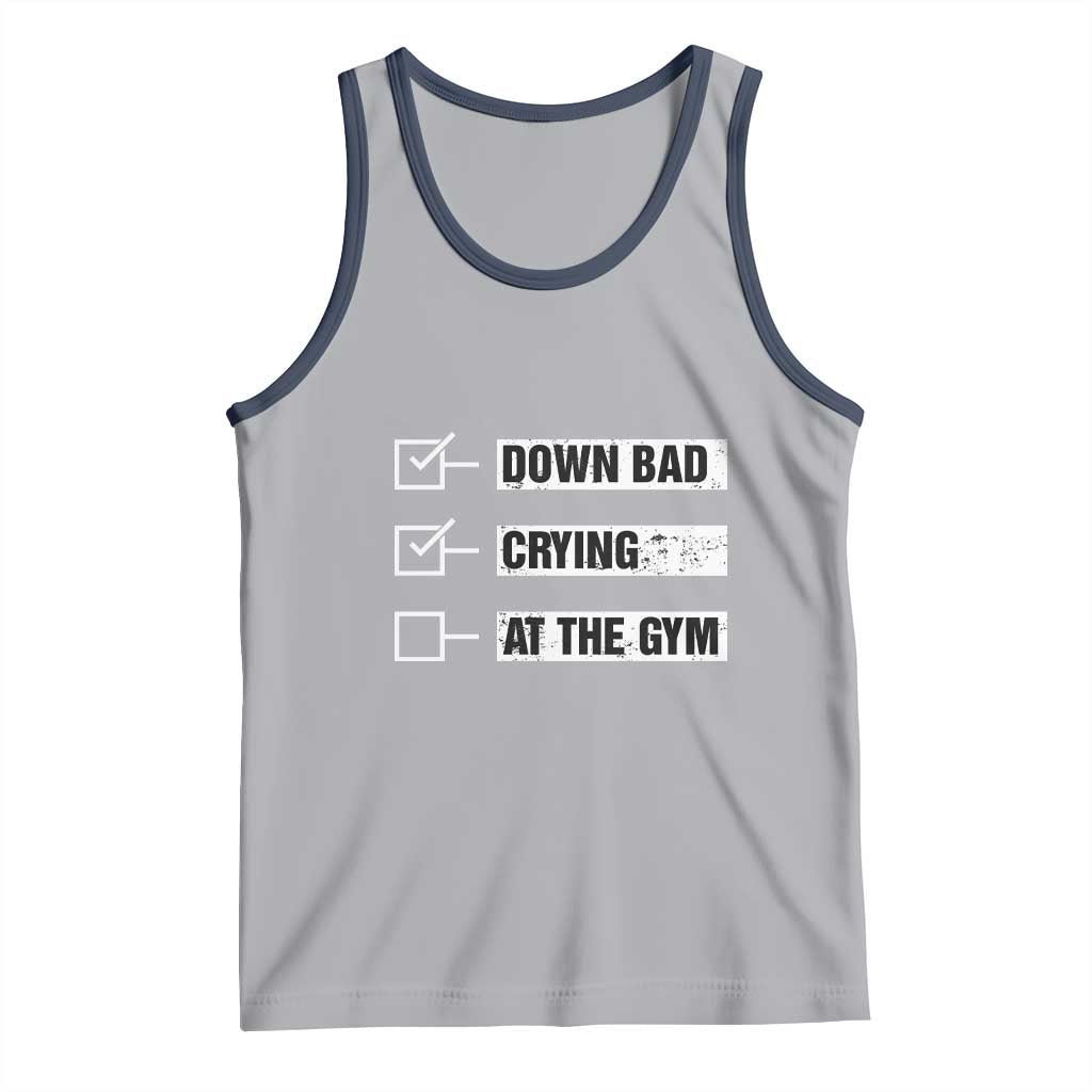 Funny Gymer Tank Top Down Bad Crying at the Gym TS09 Athletic Heather Navy Print Your Wear