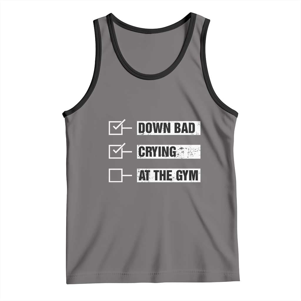 Funny Gymer Tank Top Down Bad Crying at the Gym TS09 Deep Heather Black Print Your Wear