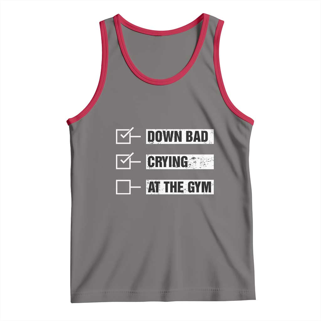 Funny Gymer Tank Top Down Bad Crying at the Gym TS09 Deep Heather Red Print Your Wear