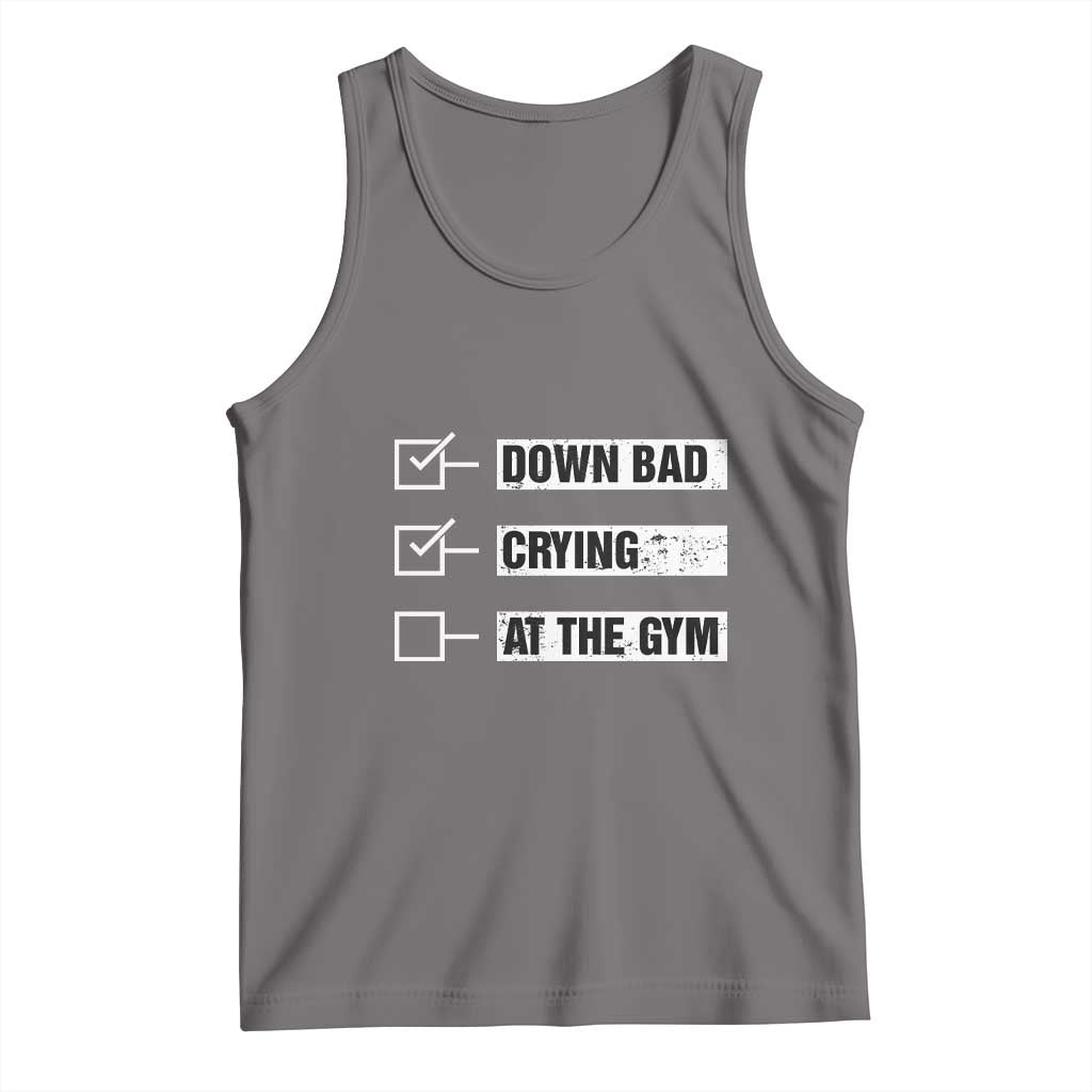 Funny Gymer Tank Top Down Bad Crying at the Gym TS09 Deep Heather Print Your Wear