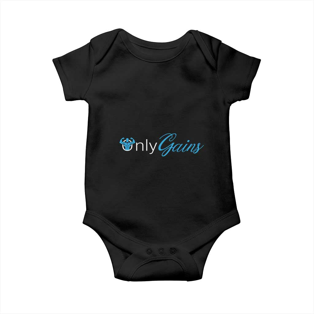 Funny Gymer Baby Onesie Only Gains Fitness TS09 Black Print Your Wear