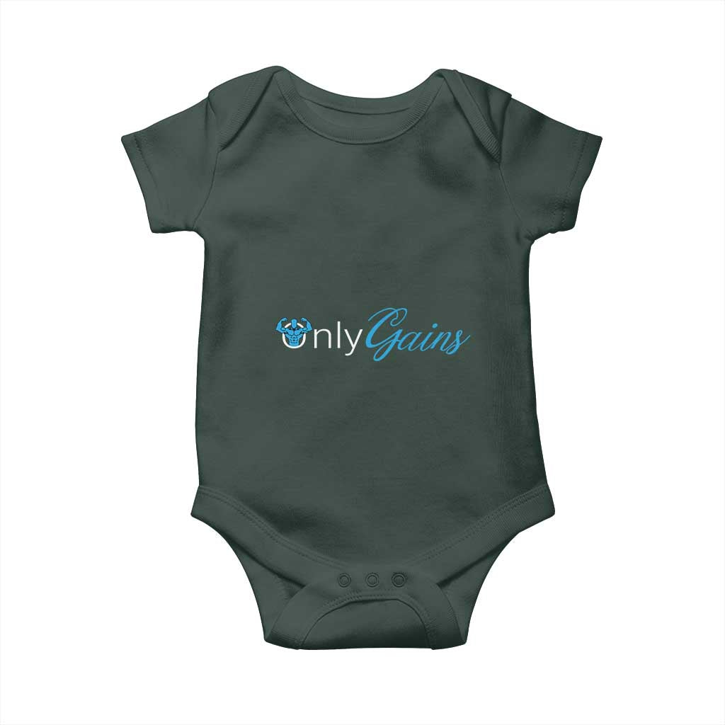 Funny Gymer Baby Onesie Only Gains Fitness TS09 Print Your Wear