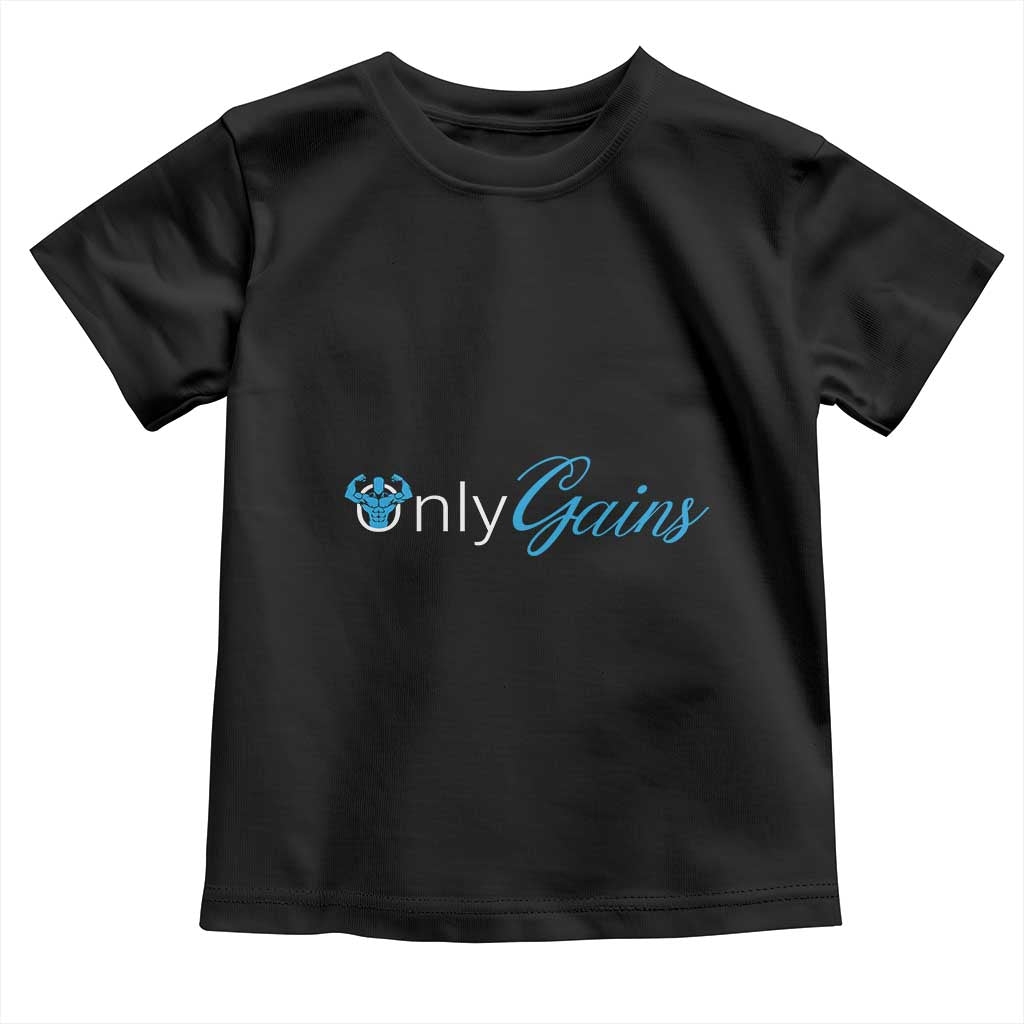 Funny Gymer Baby Shirt Only Gains Fitness TS09 Black Print Your Wear