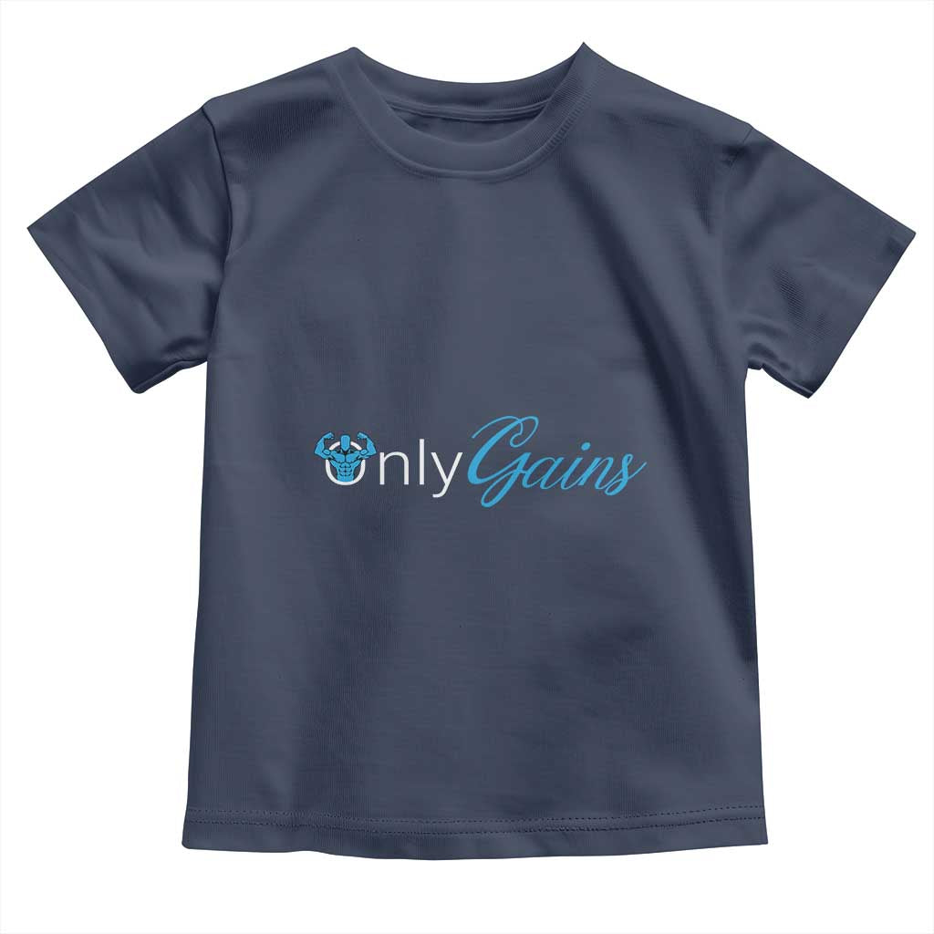 Funny Gymer Baby Shirt Only Gains Fitness TS09 Navy Print Your Wear