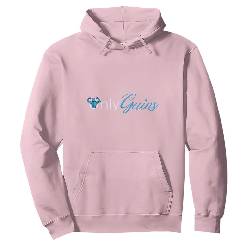 Funny Gymer Hoodie Only Gains Fitness TS09 Light Pink Print Your Wear