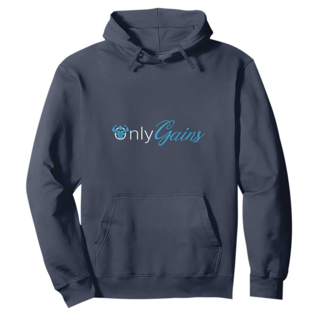 Funny Gymer Hoodie Only Gains Fitness TS09 Navy Print Your Wear