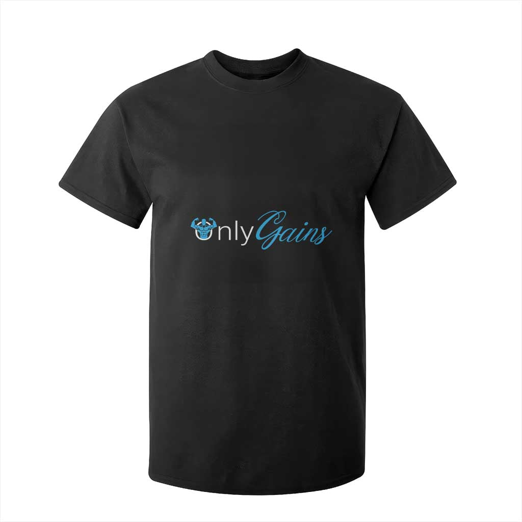 Funny Gymer T Shirt For Kid Only Gains Fitness TS09 Black Print Your Wear