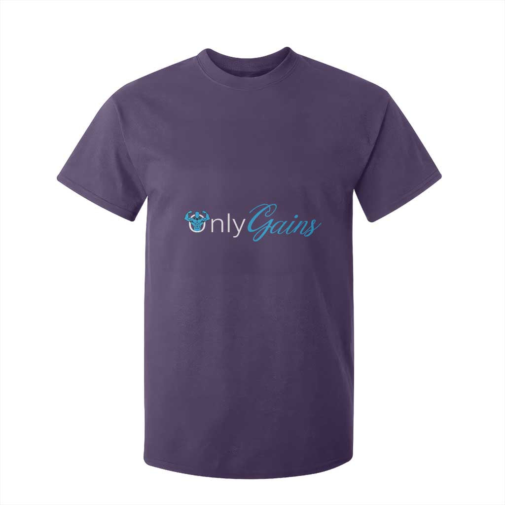 Funny Gymer T Shirt For Kid Only Gains Fitness TS09 Purple Print Your Wear