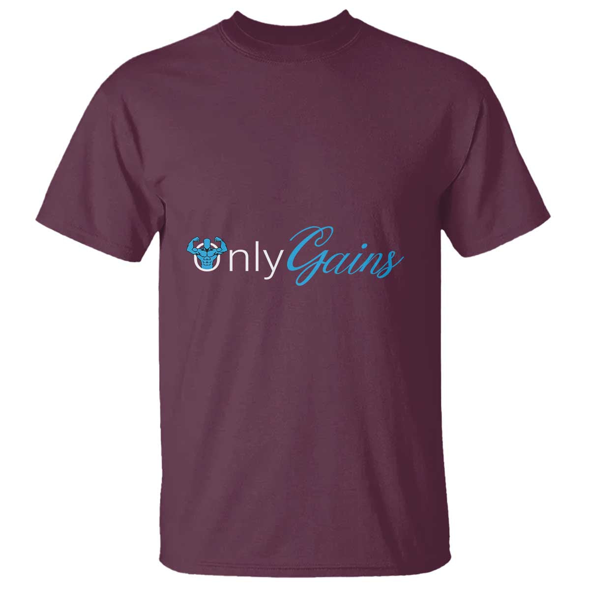 Funny Gymer T Shirt Only Gains Fitness TS09 Maroon Print Your Wear
