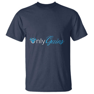 Funny Gymer T Shirt Only Gains Fitness TS09 Navy Print Your Wear
