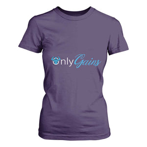 Funny Gymer T Shirt For Women Only Gains Fitness TS09 Purple Print Your Wear