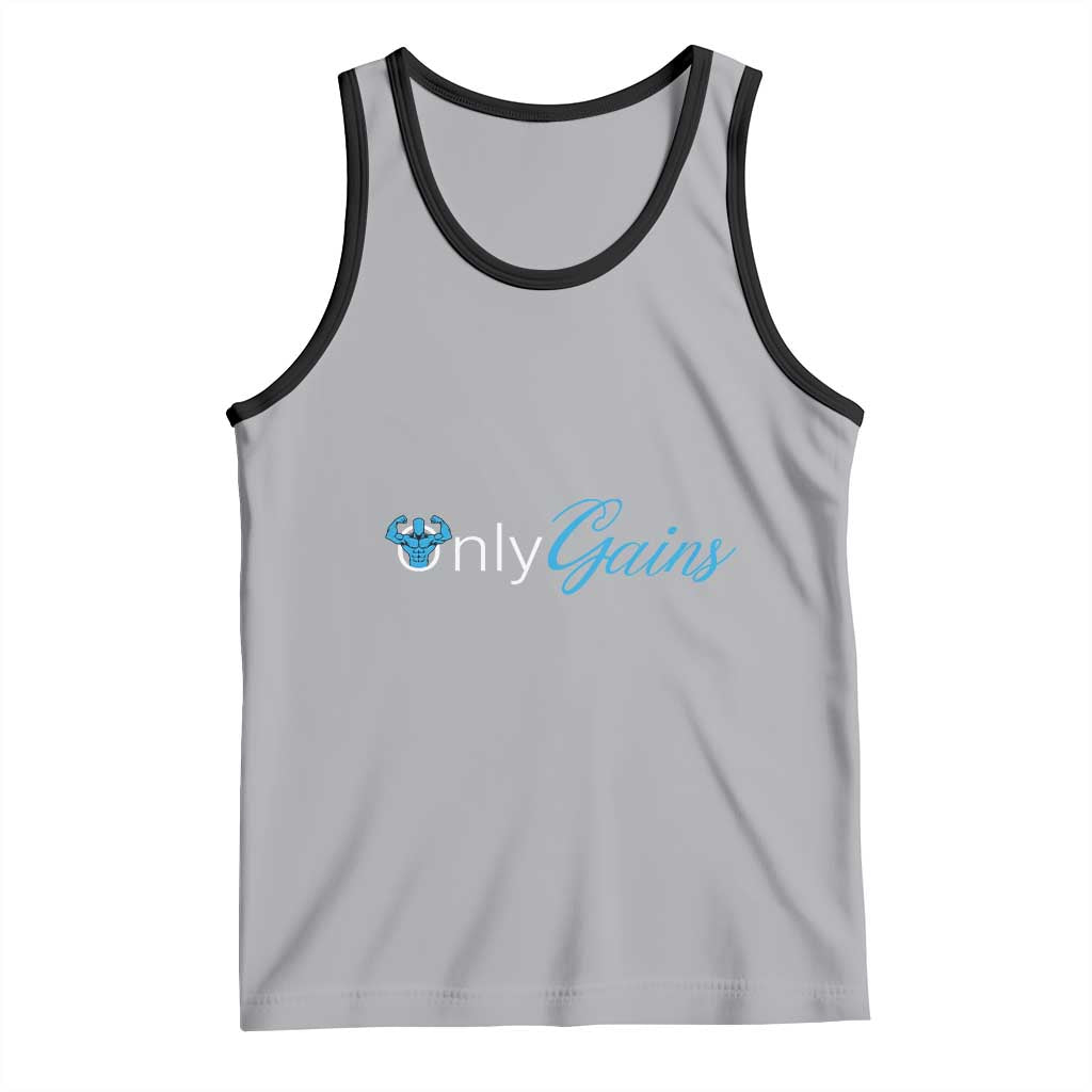 Funny Gymer Tank Top Only Gains Fitness TS09 Athletic Heather Black Print Your Wear