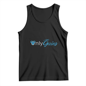 Funny Gymer Tank Top Only Gains Fitness TS09 Black Print Your Wear