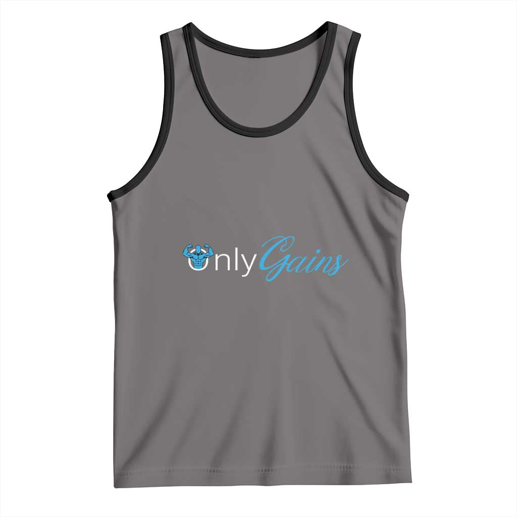 Funny Gymer Tank Top Only Gains Fitness TS09 Deep Heather Black Print Your Wear