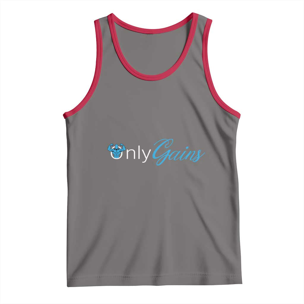 Funny Gymer Tank Top Only Gains Fitness TS09 Deep Heather Red Print Your Wear