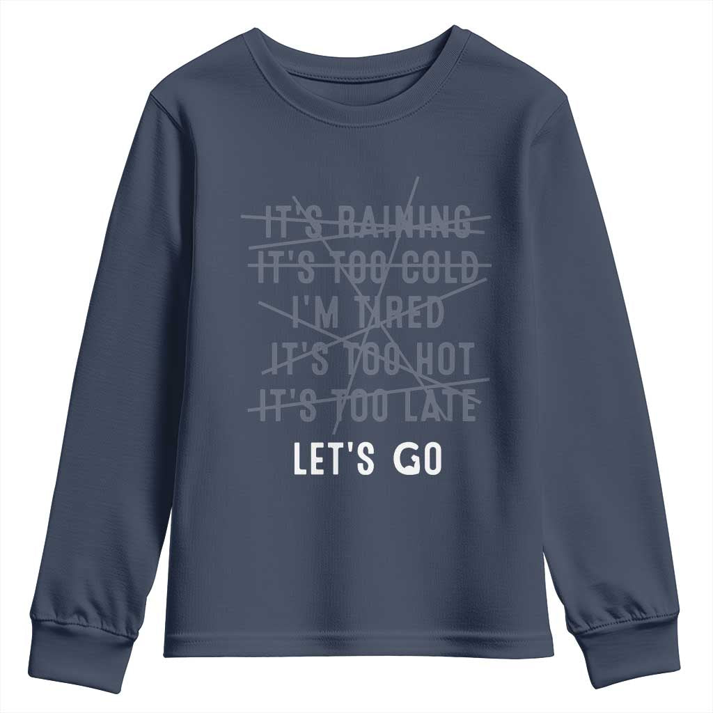 Gymer Youth Sweatshirt Let's Go Gym No Reasons Fitness Motivation TS09 Navy Print Your Wear