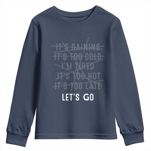 Gymer Youth Sweatshirt Let's Go Gym No Reasons Fitness Motivation TS09 Navy Print Your Wear
