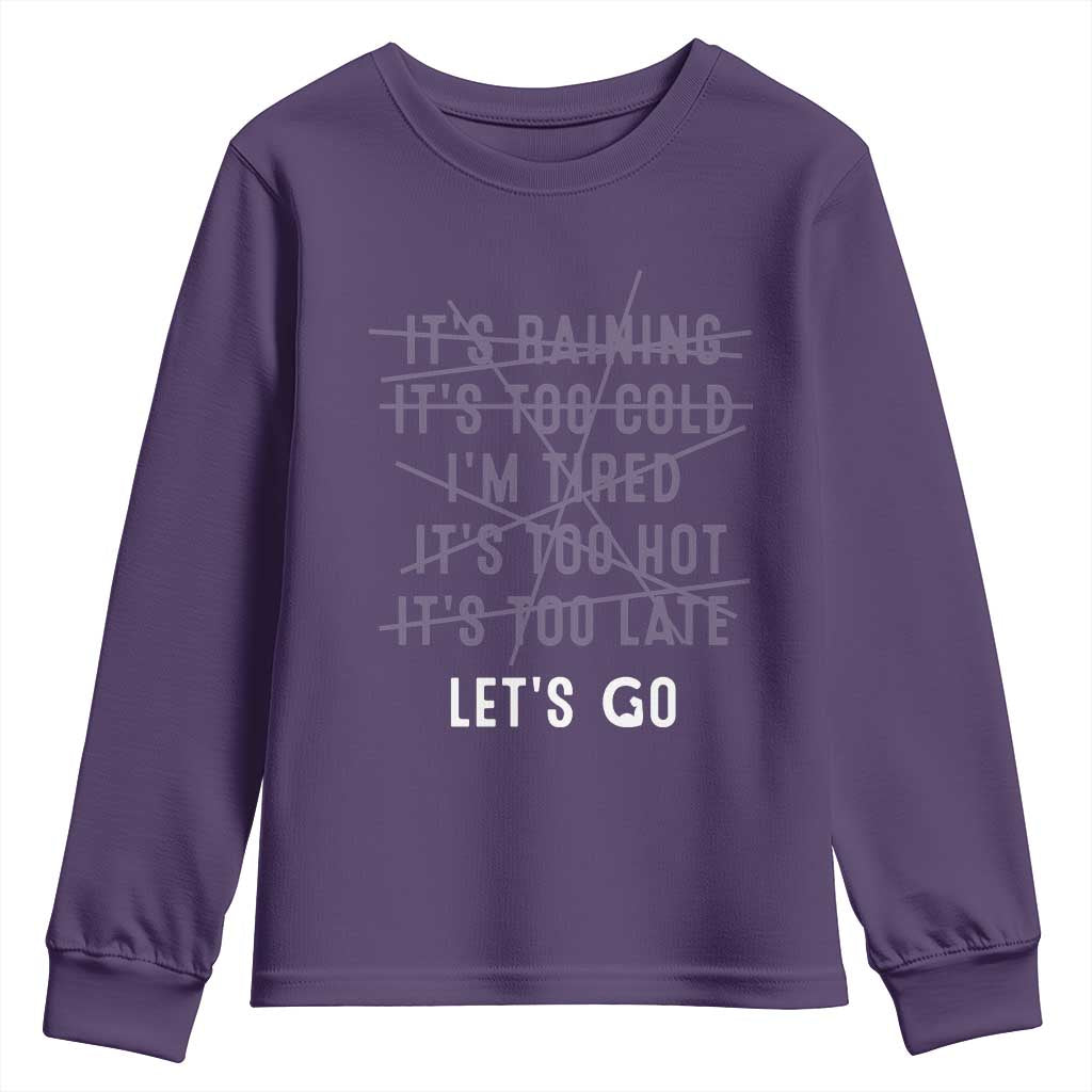Gymer Youth Sweatshirt Let's Go Gym No Reasons Fitness Motivation TS09 Purple Print Your Wear