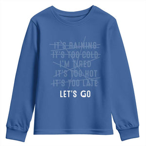 Gymer Youth Sweatshirt Let's Go Gym No Reasons Fitness Motivation TS09 Royal Blue Print Your Wear