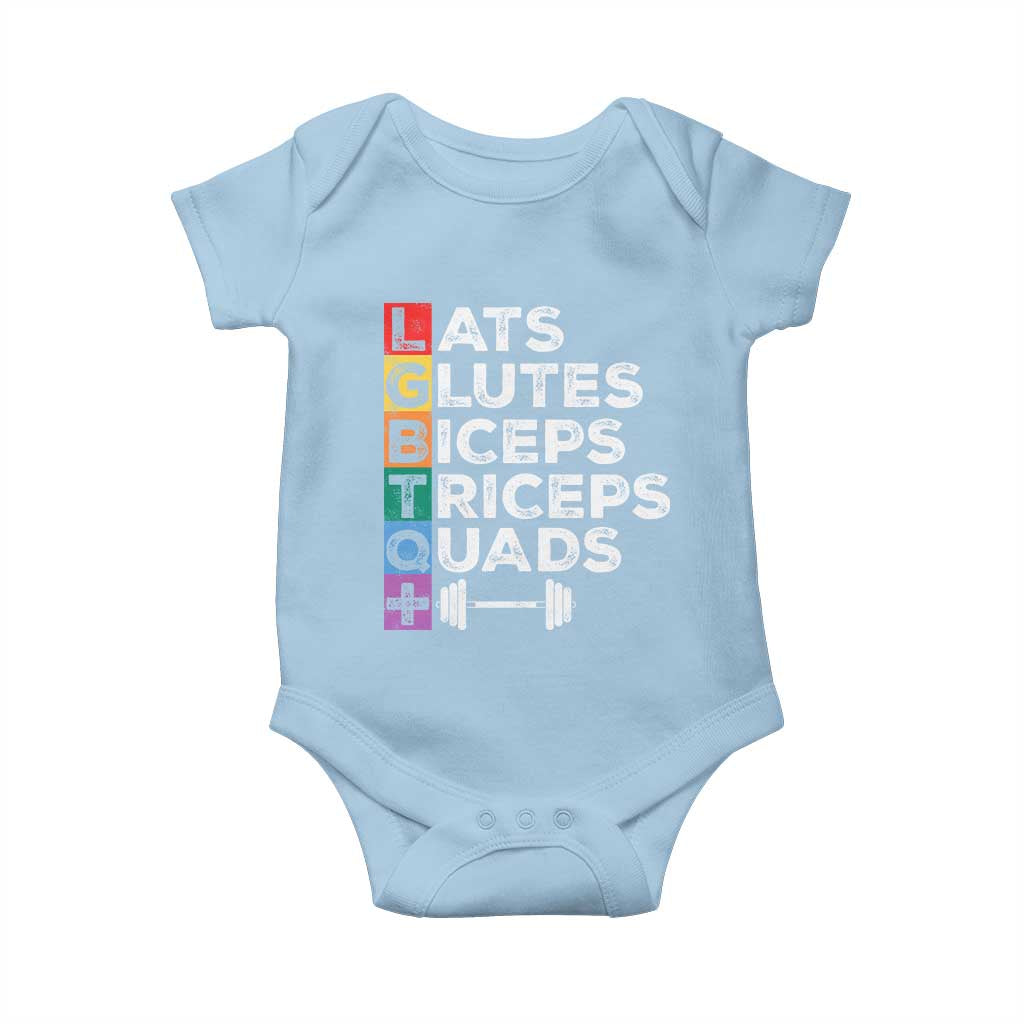LGBTQ Gymer Baby Onesie Lats Glutes Biceps Triceps Quads TS09 Light Blue Print Your Wear