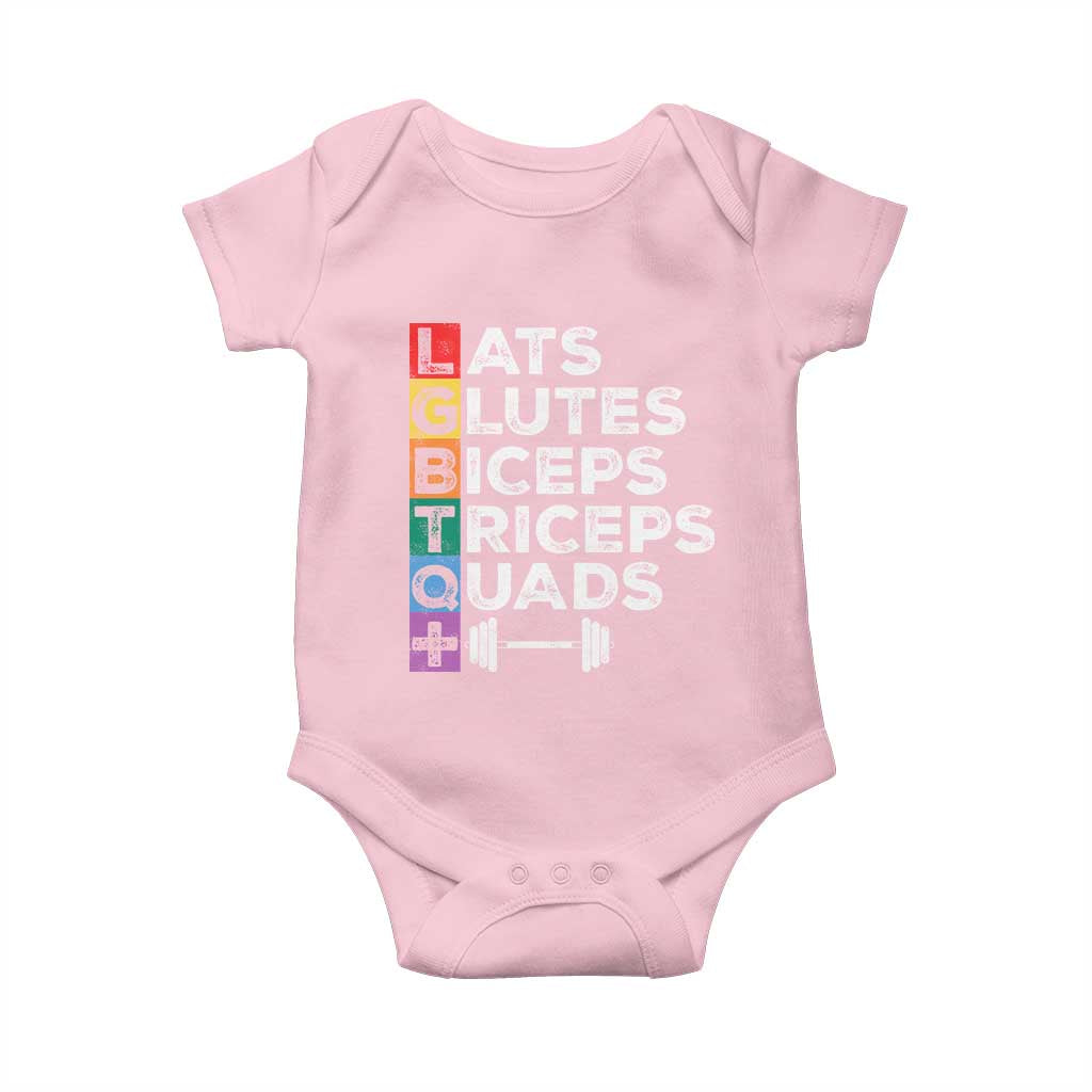 LGBTQ Gymer Baby Onesie Lats Glutes Biceps Triceps Quads TS09 Light Pink Print Your Wear