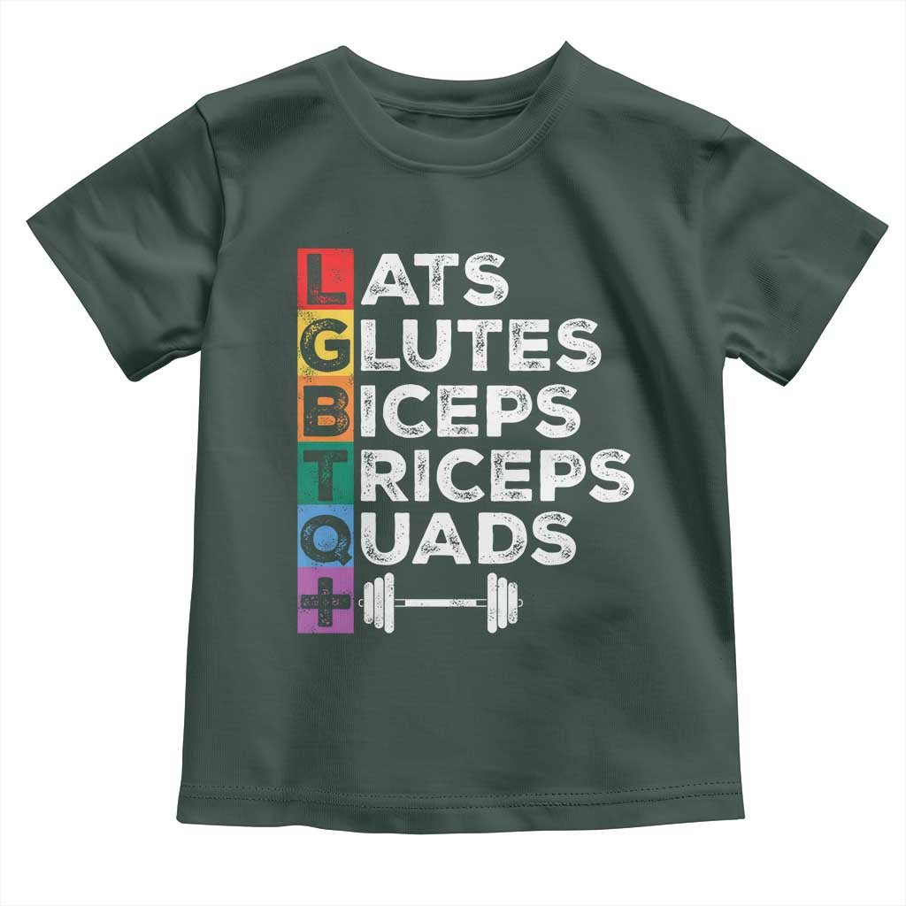 LGBTQ Gymer Baby Shirt Lats Glutes Biceps Triceps Quads TS09 Dark Forest Green Print Your Wear