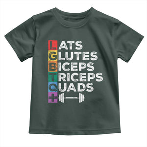 LGBTQ Gymer Baby Shirt Lats Glutes Biceps Triceps Quads TS09 Dark Forest Green Print Your Wear