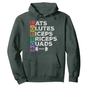 LGBTQ Gymer Hoodie Lats Glutes Biceps Triceps Quads TS09 Dark Forest Green Print Your Wear