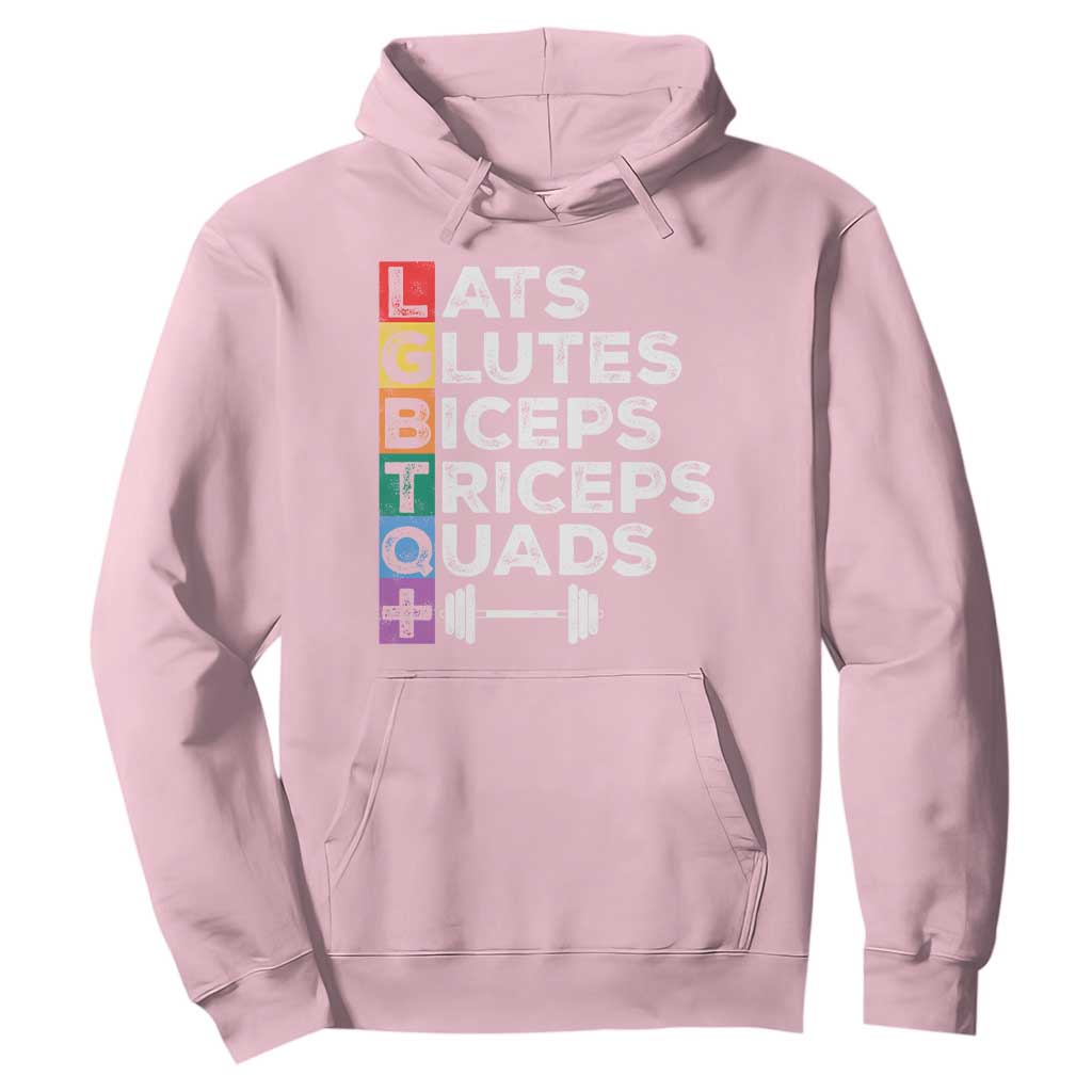 LGBTQ Gymer Hoodie Lats Glutes Biceps Triceps Quads TS09 Light Pink Print Your Wear