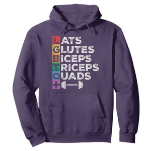 LGBTQ Gymer Hoodie Lats Glutes Biceps Triceps Quads TS09 Purple Print Your Wear